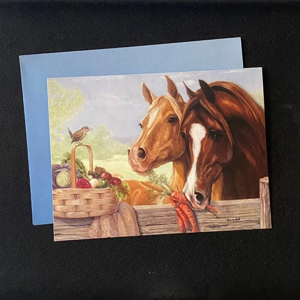 VTG Combo NOS Greeting & Magnet Leanin' Tree Joy Campbell THE OPPORTUNIST Horses